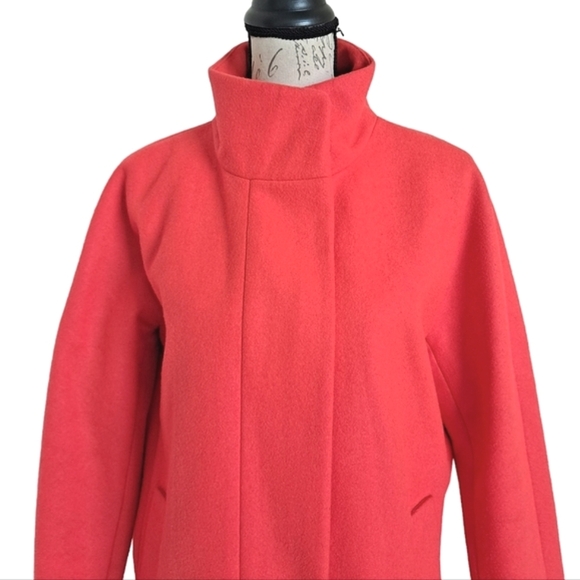 SOLD J. Crew Factory City long Coat Cocoon wool blend Pea coral red winter 10 - Picture 4 of 16